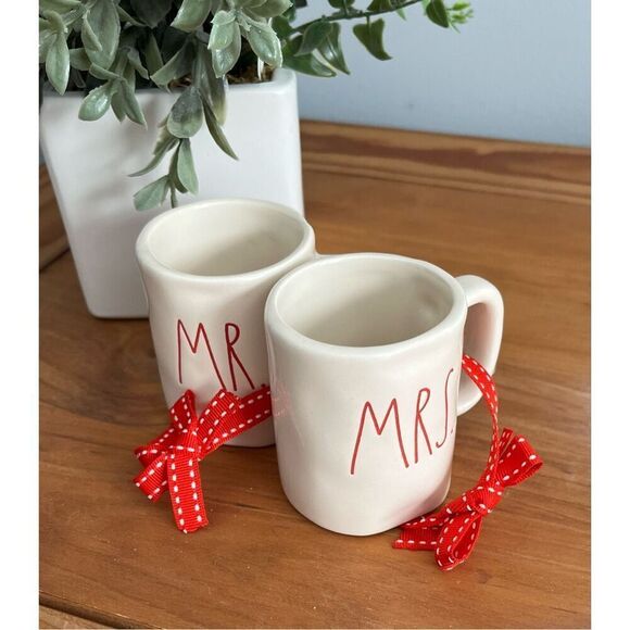 Brand New Rae Dunn Mr. & Mrs. Matching Coffee Mugs Ceramic Wedding Gift Bridal - Picture 1 of 5